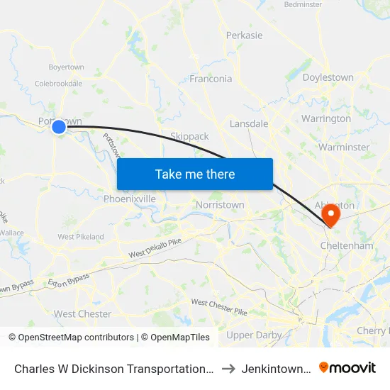 Charles W Dickinson Transportation Center to Jenkintown, PA map