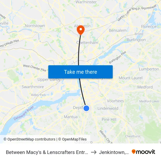 Between Macy's & Lenscrafters Entrances to Jenkintown, PA map