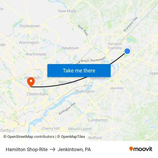 Hamilton Shop-Rite to Jenkintown, PA map