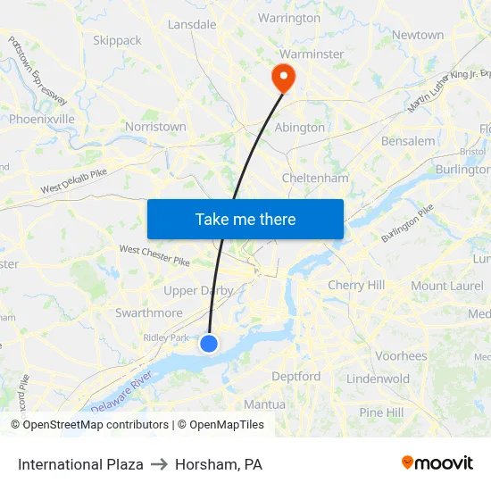 International Plaza to Horsham, PA map