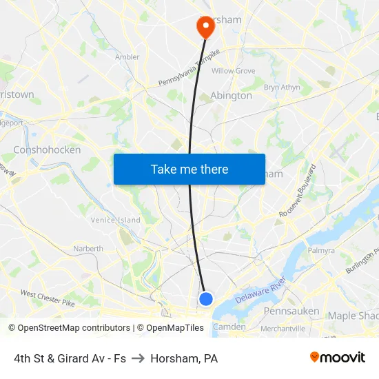 4th St & Girard Av  - Fs to Horsham, PA map