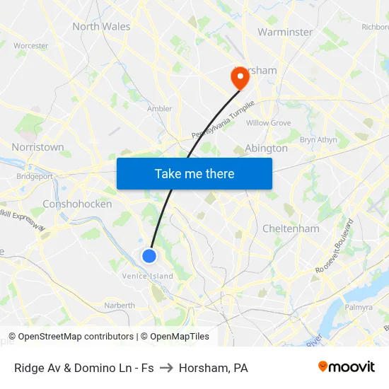 Ridge Av & Domino Ln - Fs to Horsham, PA map