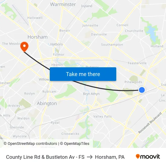 County Line Rd & Bustleton Av - FS to Horsham, PA map