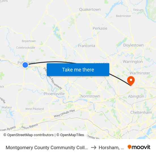 Montgomery County Community College to Horsham, PA map