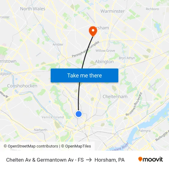 Chelten Av & Germantown Av - FS to Horsham, PA map