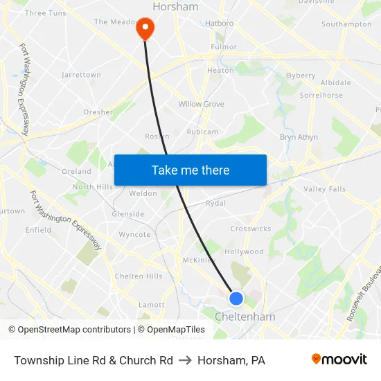 Township Line Rd & Church Rd to Horsham, PA map