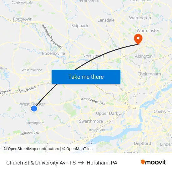 Church St & University Av - FS to Horsham, PA map