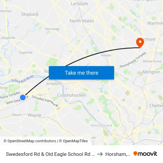 Swedesford Rd & Old Eagle School Rd - Mbns to Horsham, PA map