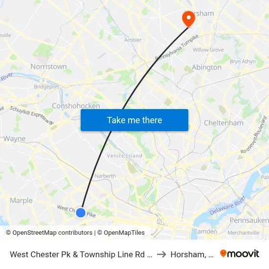 West Chester Pk & Township Line Rd - Fs to Horsham, PA map