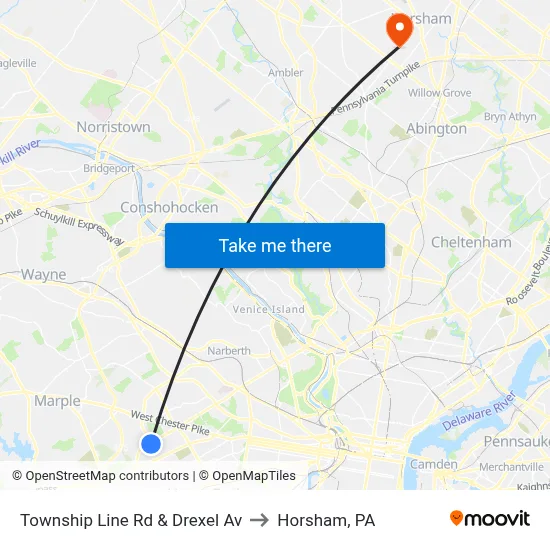 Township Line Rd & Drexel Av to Horsham, PA map