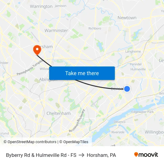 Byberry Rd & Hulmeville Rd - FS to Horsham, PA map