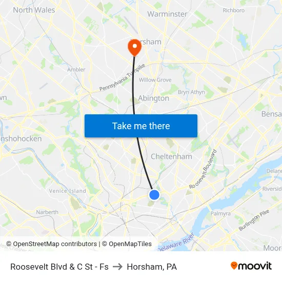Roosevelt Blvd & C St - Fs to Horsham, PA map