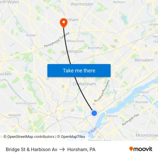 Bridge St & Harbison Av to Horsham, PA map