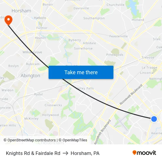 Knights Rd & Fairdale Rd to Horsham, PA map