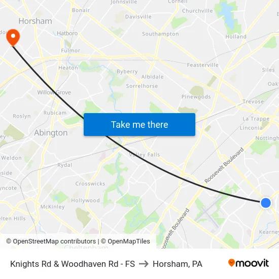 Knights Rd & Woodhaven Rd - FS to Horsham, PA map