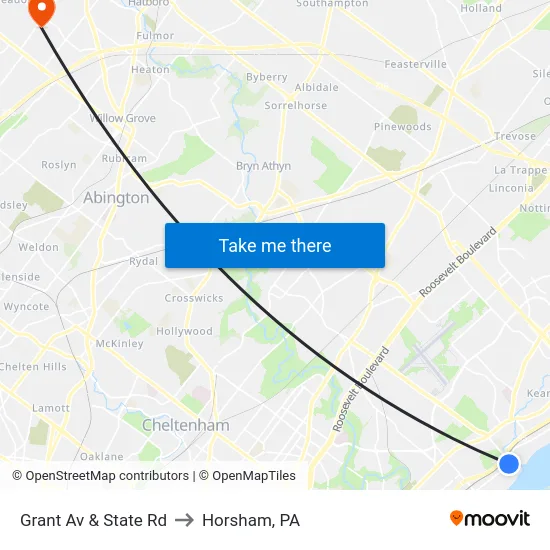 Grant Av & State Rd to Horsham, PA map