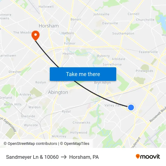 Sandmeyer Ln & 10060 to Horsham, PA map
