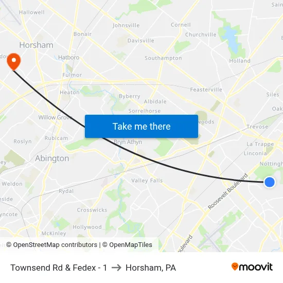 Townsend Rd & Fedex - 1 to Horsham, PA map