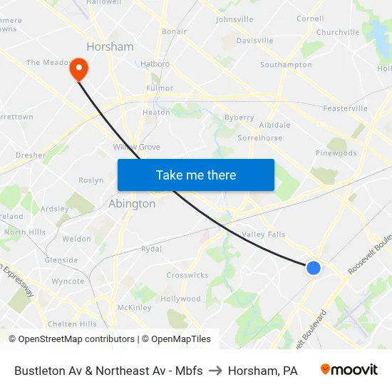 Bustleton Av & Northeast Av - Mbfs to Horsham, PA map