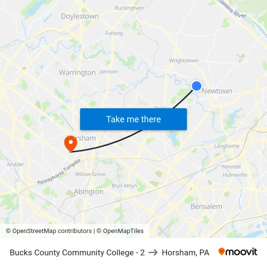 Bucks County Community College - 2 to Horsham, PA map