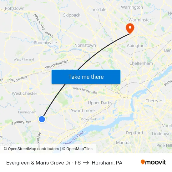 Evergreen & Maris Grove Dr - FS to Horsham, PA map