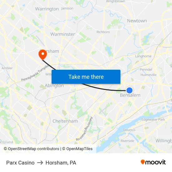Parx Casino to Horsham, PA map