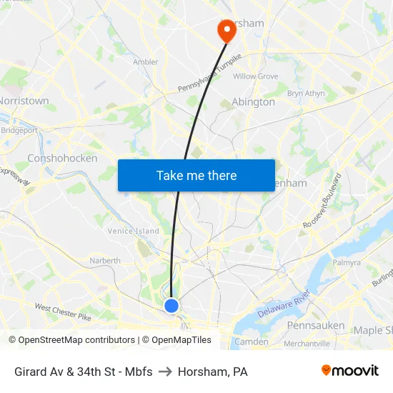 Girard Av & 34th St - Mbfs to Horsham, PA map