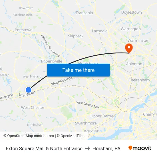 Exton Square Mall & North Entrance to Horsham, PA map