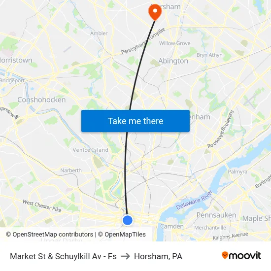 Market St & Schuylkill Av - Fs to Horsham, PA map