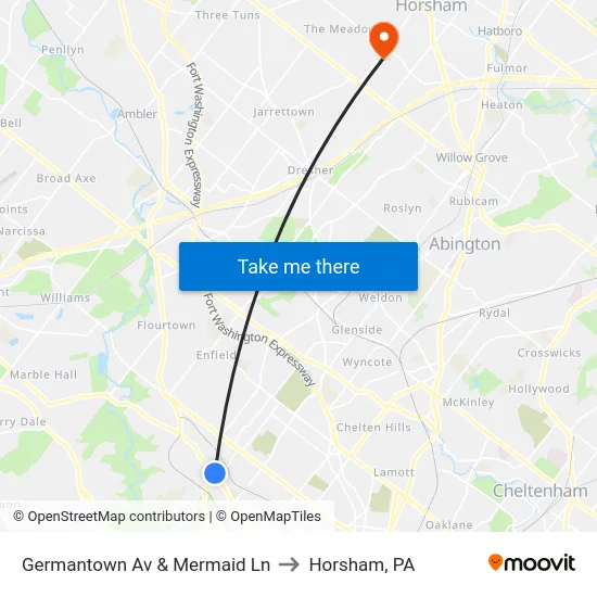 Germantown Av & Mermaid Ln to Horsham, PA map