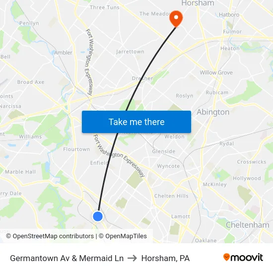 Germantown Av & Mermaid Ln to Horsham, PA map