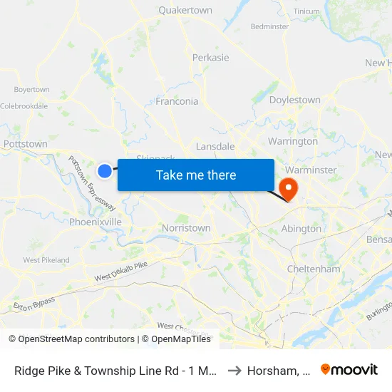Ridge Pike & Township Line Rd - 1 Mbns to Horsham, PA map