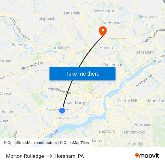 Morton-Rutledge to Horsham, PA map