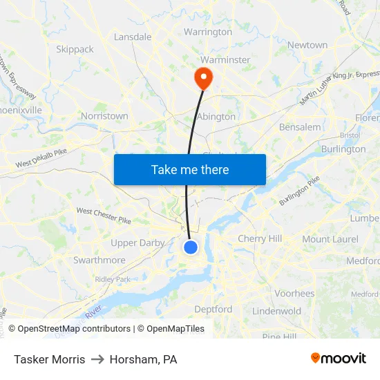 Tasker Morris to Horsham, PA map