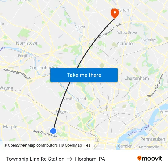 Township Line Rd Station to Horsham, PA map