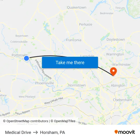 Medical Drive to Horsham, PA map