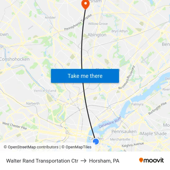 Walter Rand Transportation Ctr to Horsham, PA map