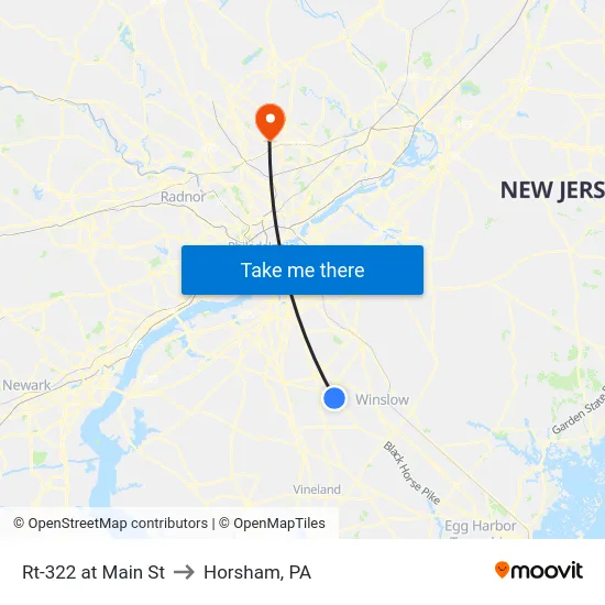 Rt-322 at Main St to Horsham, PA map