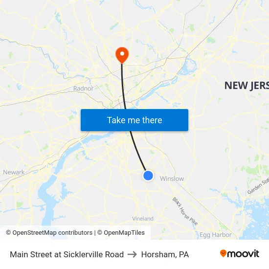 Main Street at Sicklerville Road to Horsham, PA map