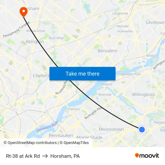 Rt-38 at Ark Rd to Horsham, PA map
