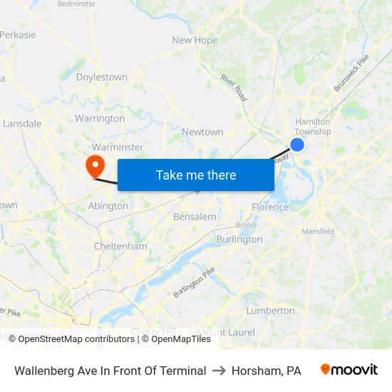 Wallenberg Ave In Front Of Terminal to Horsham, PA map