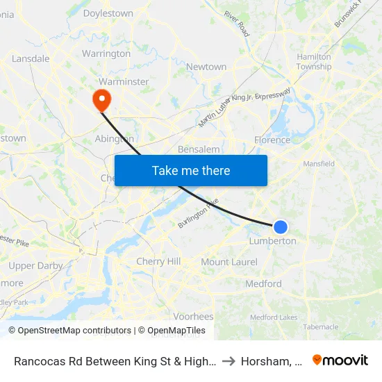 Rancocas Rd Between King St & High St to Horsham, PA map
