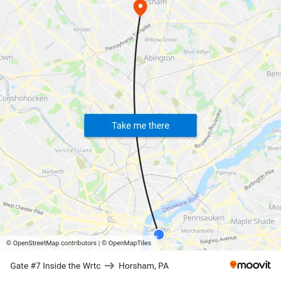 Gate #7 Inside the Wrtc to Horsham, PA map