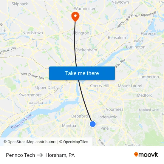 Pennco Tech to Horsham, PA map