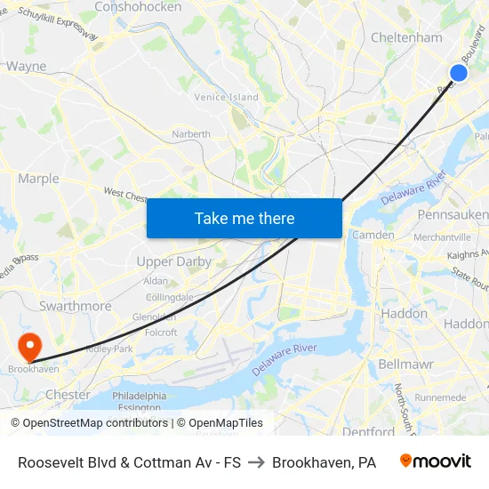 Roosevelt Blvd & Cottman Av - FS to Brookhaven, PA map