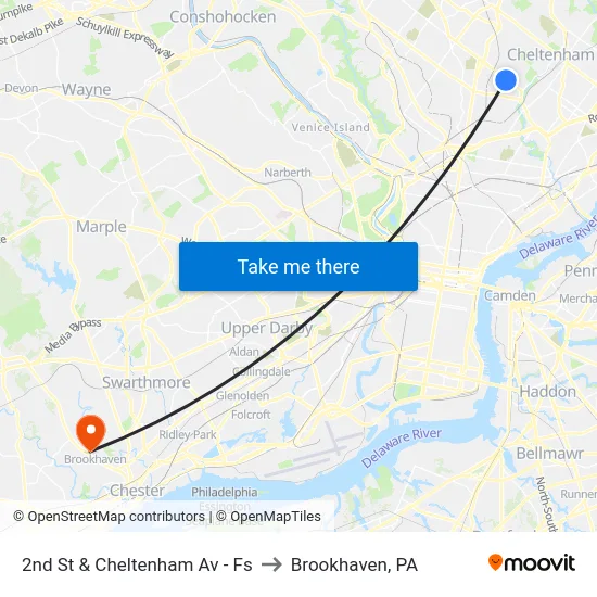 2nd St & Cheltenham Av - Fs to Brookhaven, PA map
