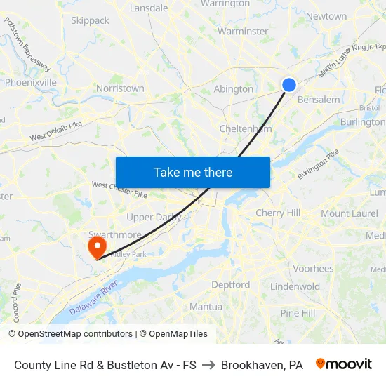 County Line Rd & Bustleton Av - FS to Brookhaven, PA map
