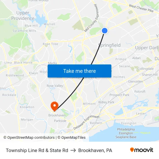 Township Line Rd & State Rd to Brookhaven, PA map