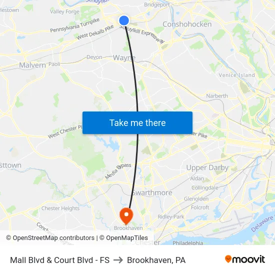 Mall Blvd & Court Blvd - FS to Brookhaven, PA map