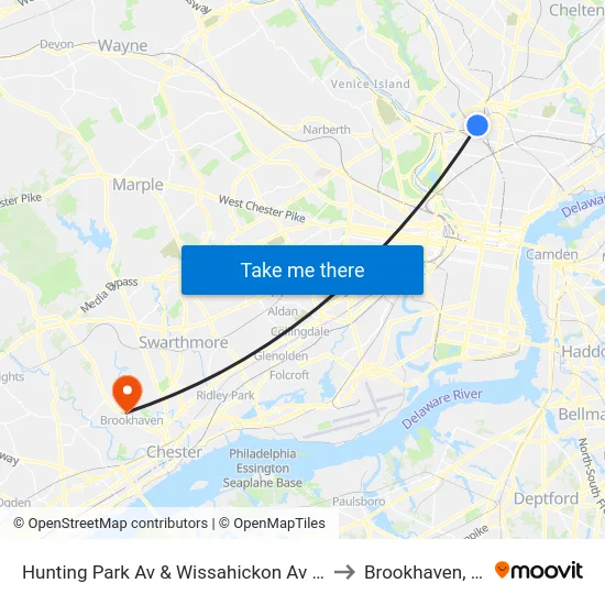 Hunting Park Av & Wissahickon Av - FS to Brookhaven, PA map
